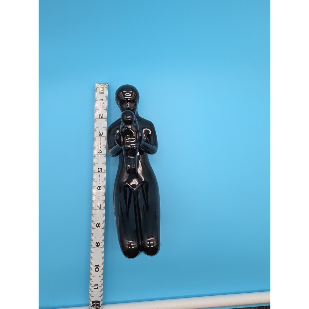 Vintage 90s Mother Mom and Child Baby Sculpture Abstract Art Deco Black - Picture 8 of 8